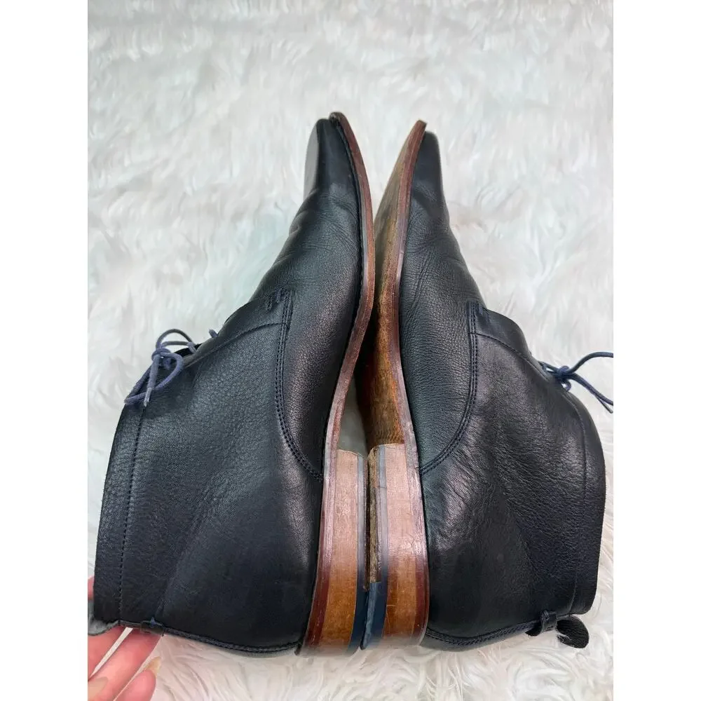 Ted Baker Men's Ashcroft Navy Blue Leather Lace Up Chukka Ankle Boots Size 13
